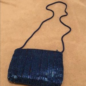 Evening bag - beaded blue